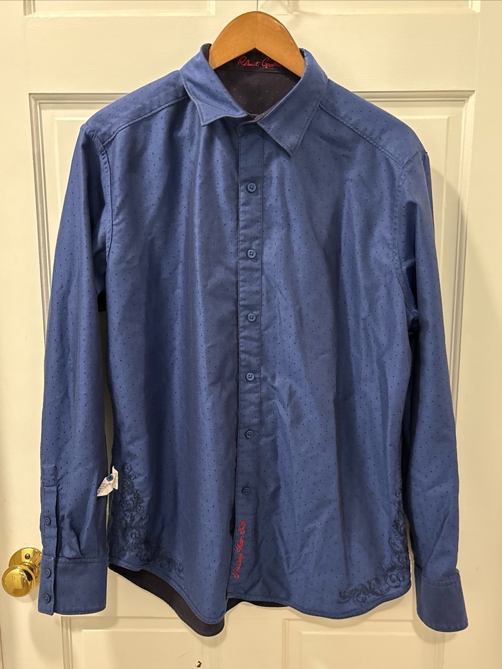 Robert Graham Men’s Reversible Button Down Shirt Size Large Blue 100% Cotton EUC - Picture 6 of 13